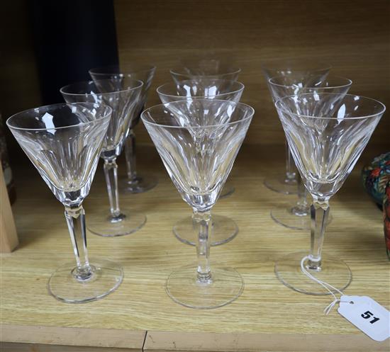 A set of ten Waterford cut glass wine glasses